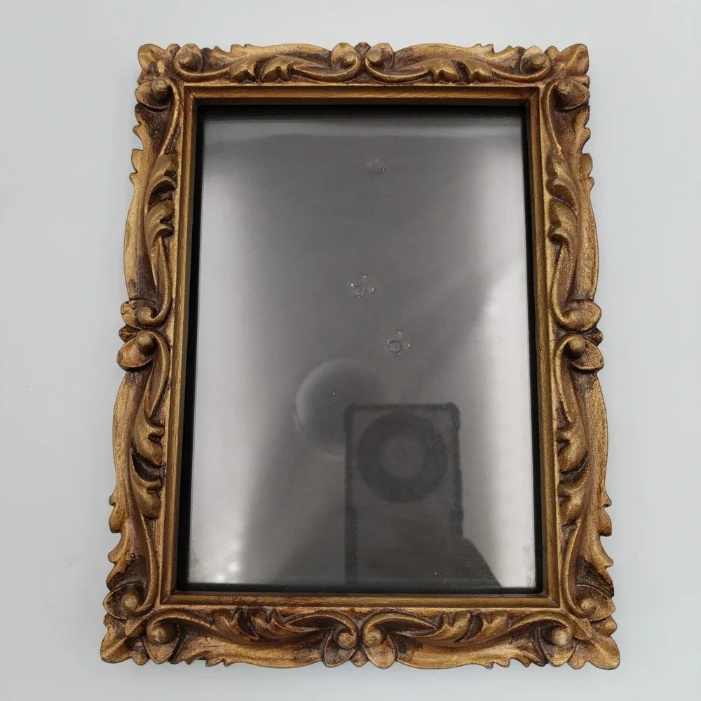 Vintage Ornate Gold Picture Frame 5x7 Baroque Rococo Scroll Resin Tabletop Wall